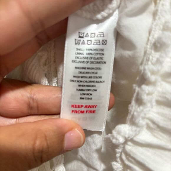 Cupcakes & Cashmere Womens White Drop Waist Coast Crochet Frill Sundress XS - Picture 9 of 10